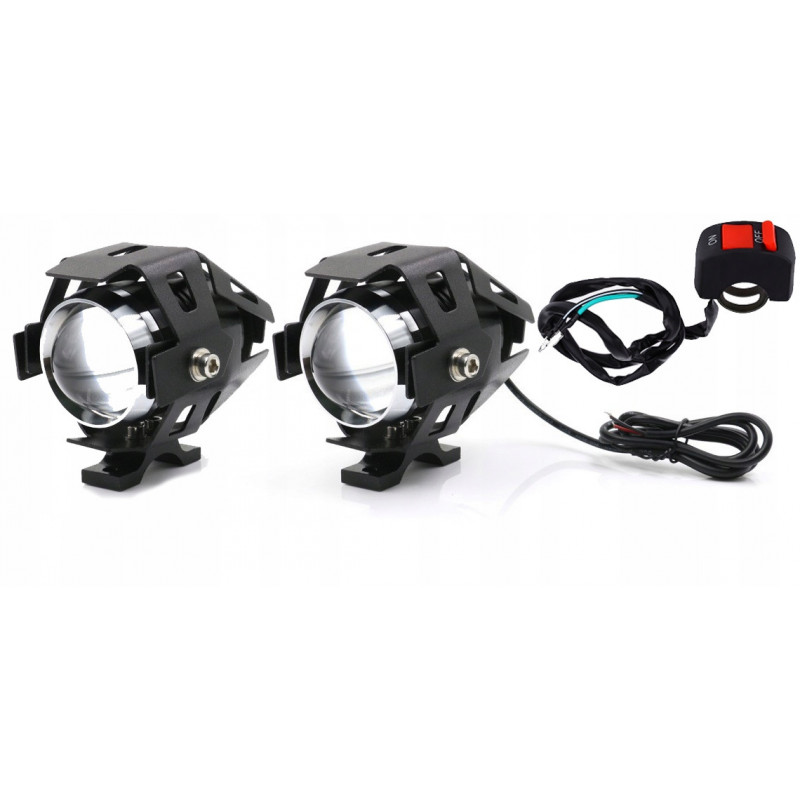 Halogeny do motocykla - soczewkowe LED 3000LM - czarna obudowa
