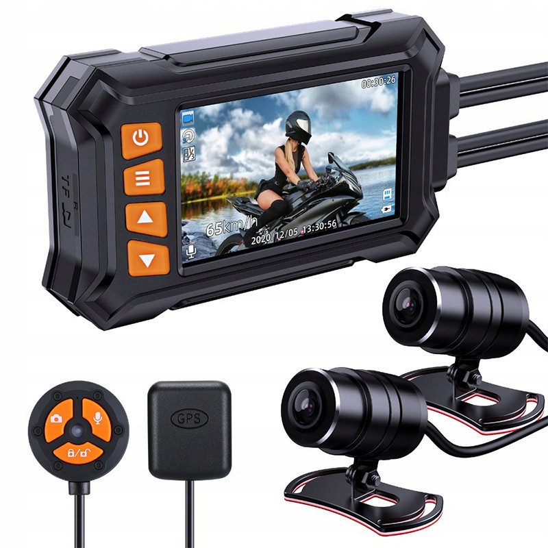 Rejestrator motocyklowy - 2 kamery, WiFi, wysoka jakość 1080p - A10 GPS