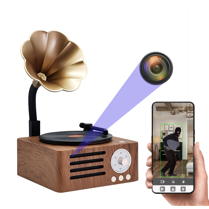 Ukryta kamera WiFI w głośniku gramofon MKLS68