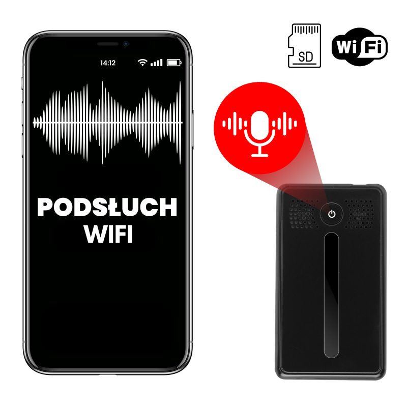 PODSŁUCH DYKTAFON ZDALNY WIFI NAGRYWANIE DETEKCJA GŁOSU NA ŻYWO MKAR02